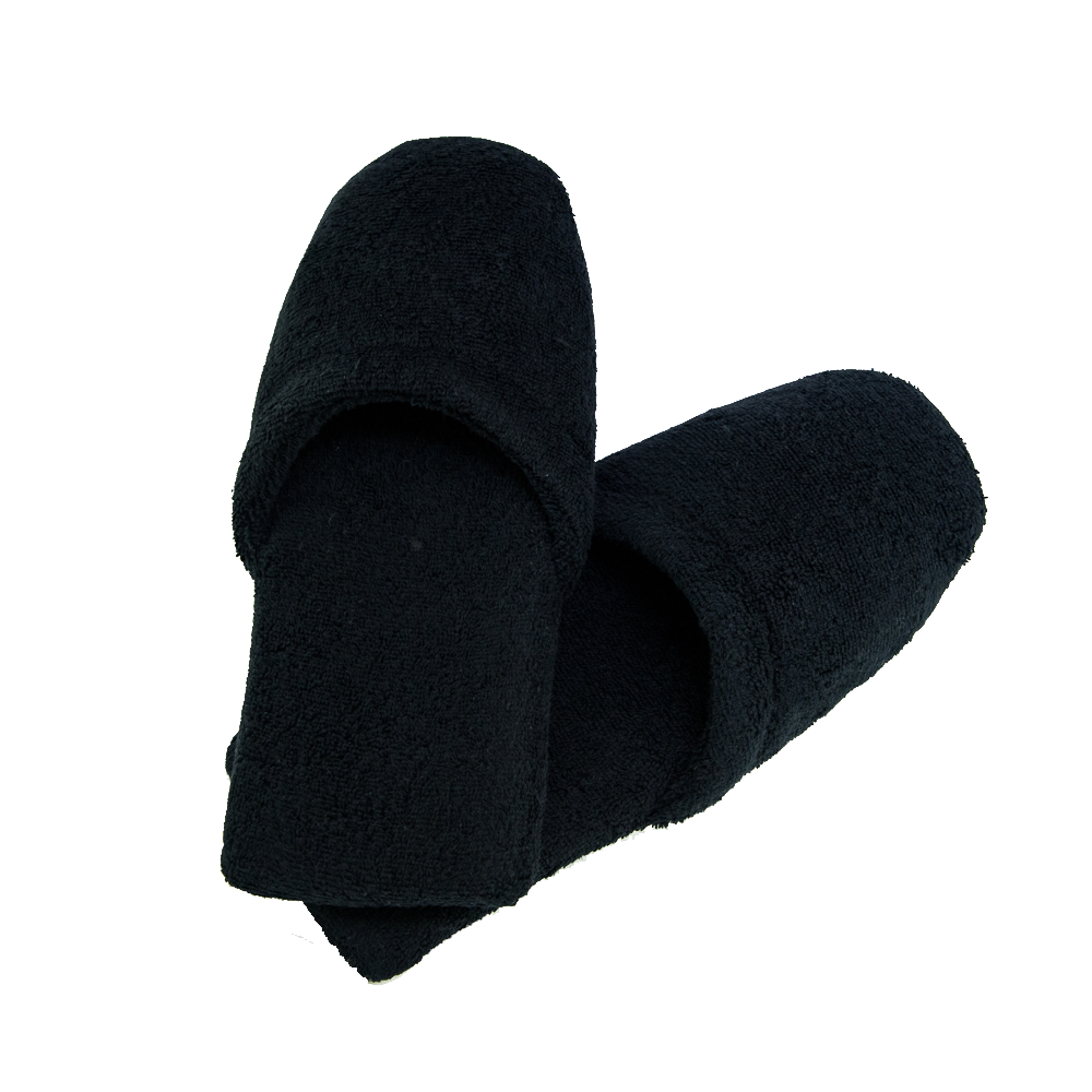 His Black Terry Spa Slippers