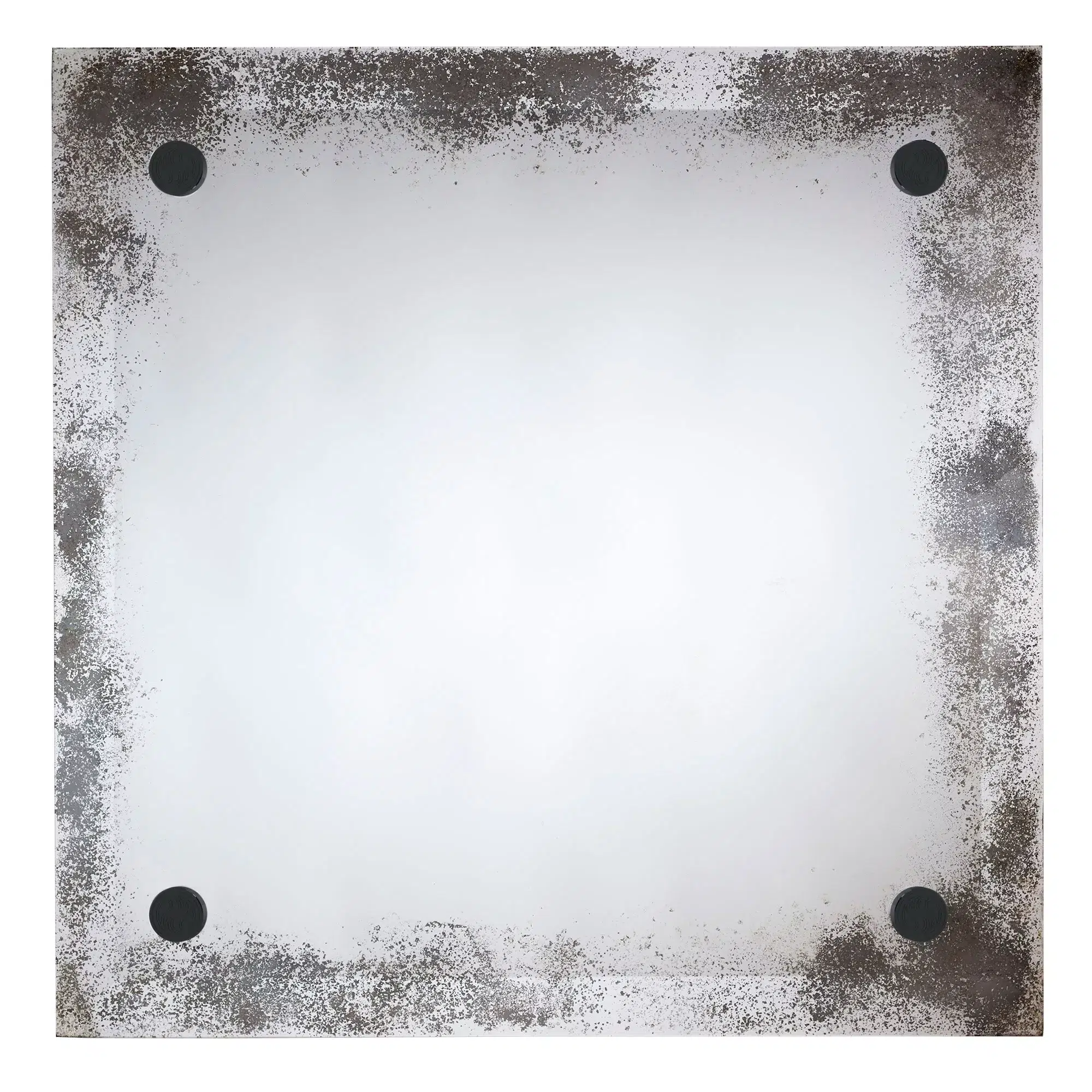 Antiqued Black Bordered Beveled-Edge Floating Mirror with Purity Jewelry Mounting Set