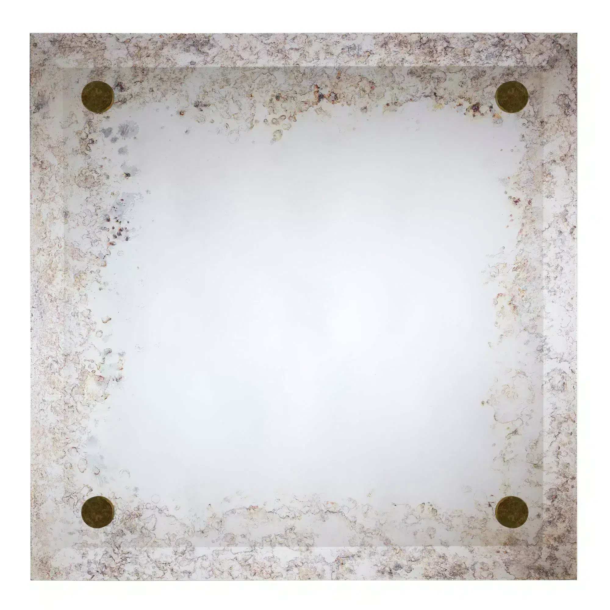 Antique Bronze Bordered Beveled-Edge Floating Mirror with Purity Jewelry Mounting Set