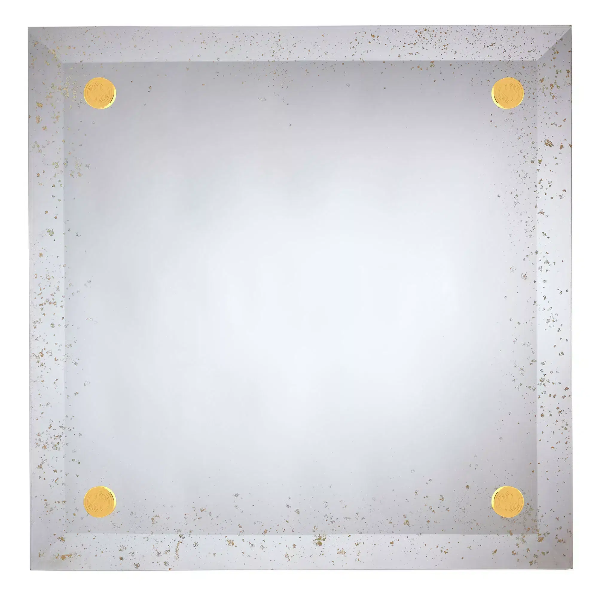 Antique Gold Bordered Beveled-Edge Floating Mirror with Purity Jewelry Mounting Set