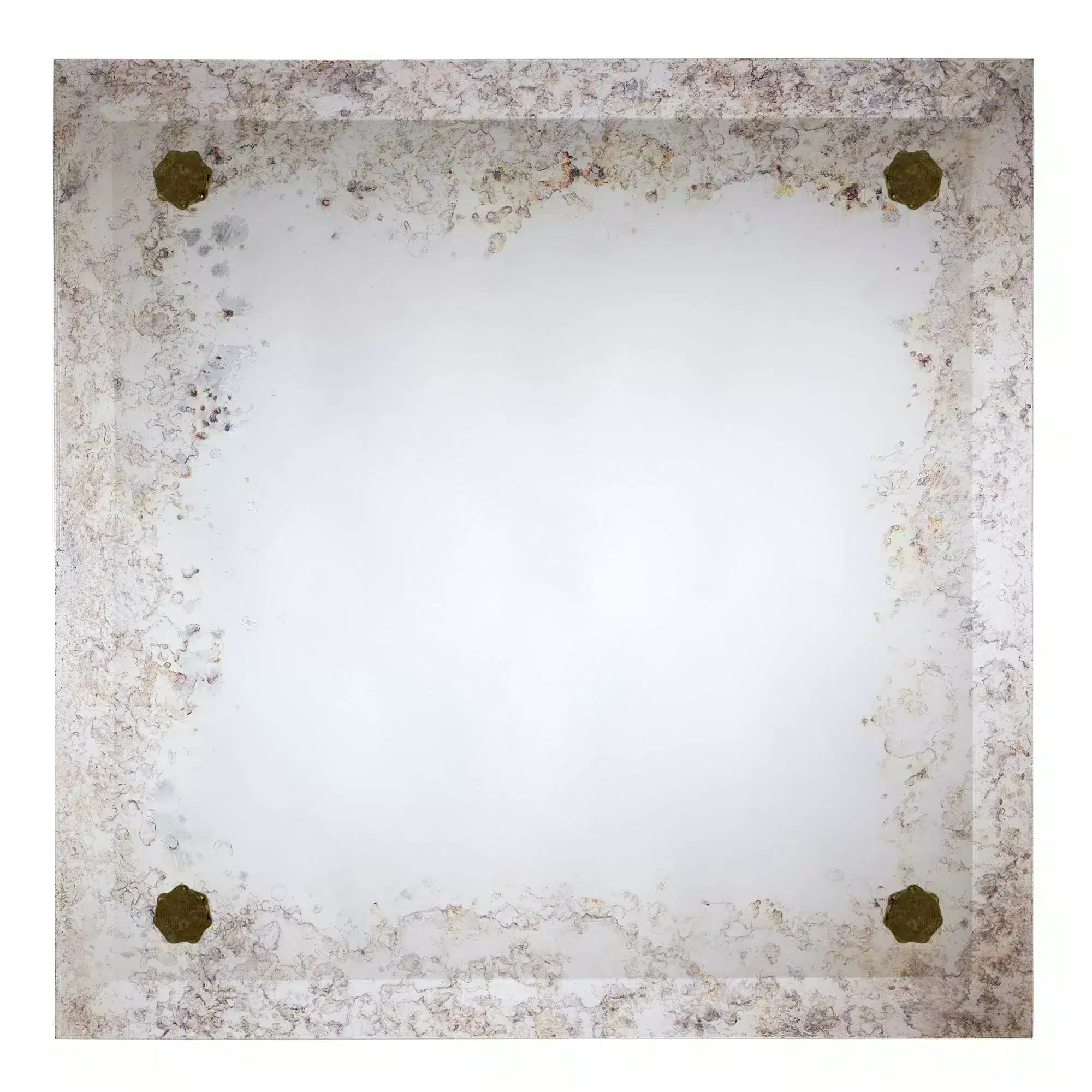 Antique Bronze Bordered Beveled-Edge Floating Mirror with Unity Jewelry Mounting Set