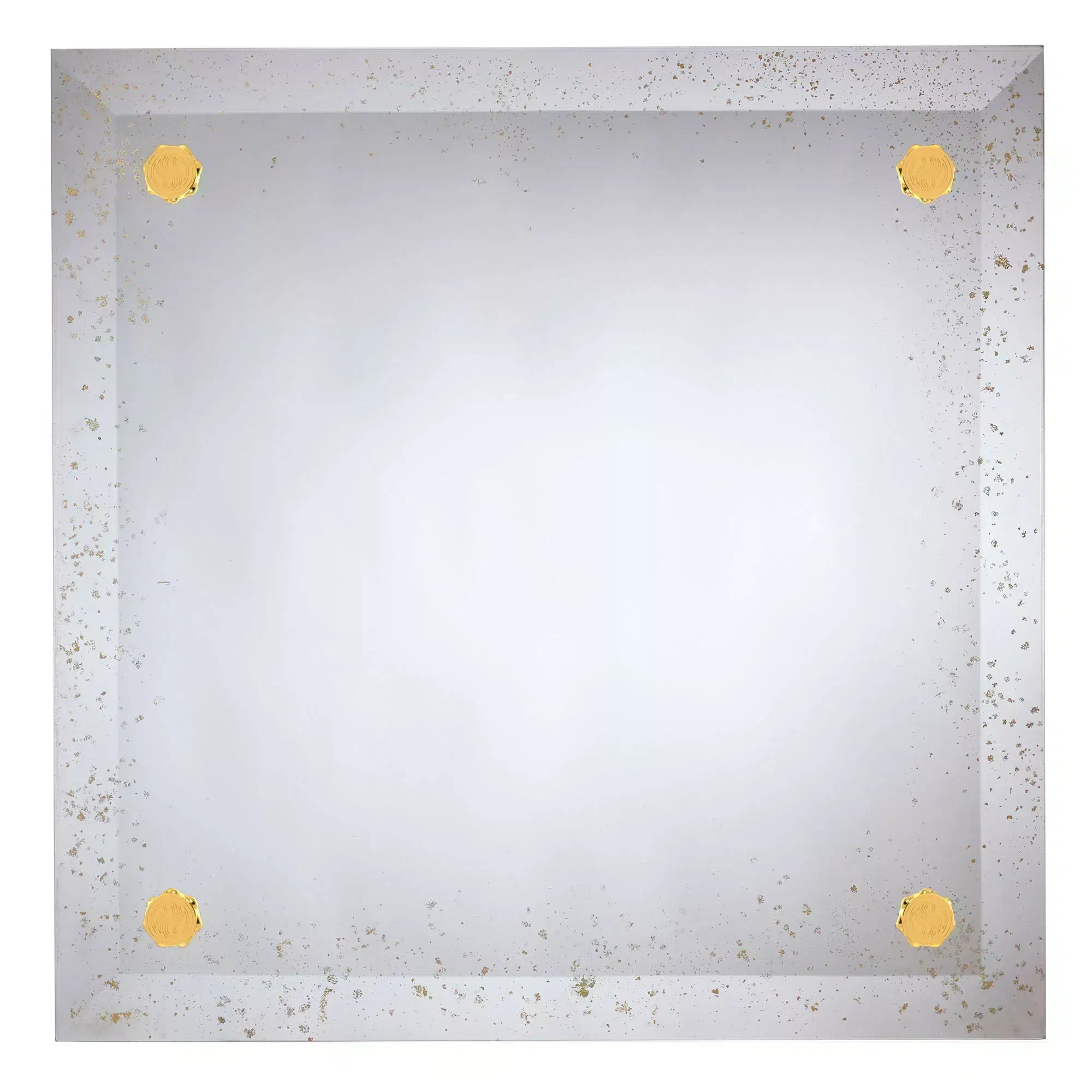 Antique Gold Bordered Beveled-Edge Floating Mirror with Unity Jewelry Mounting Set