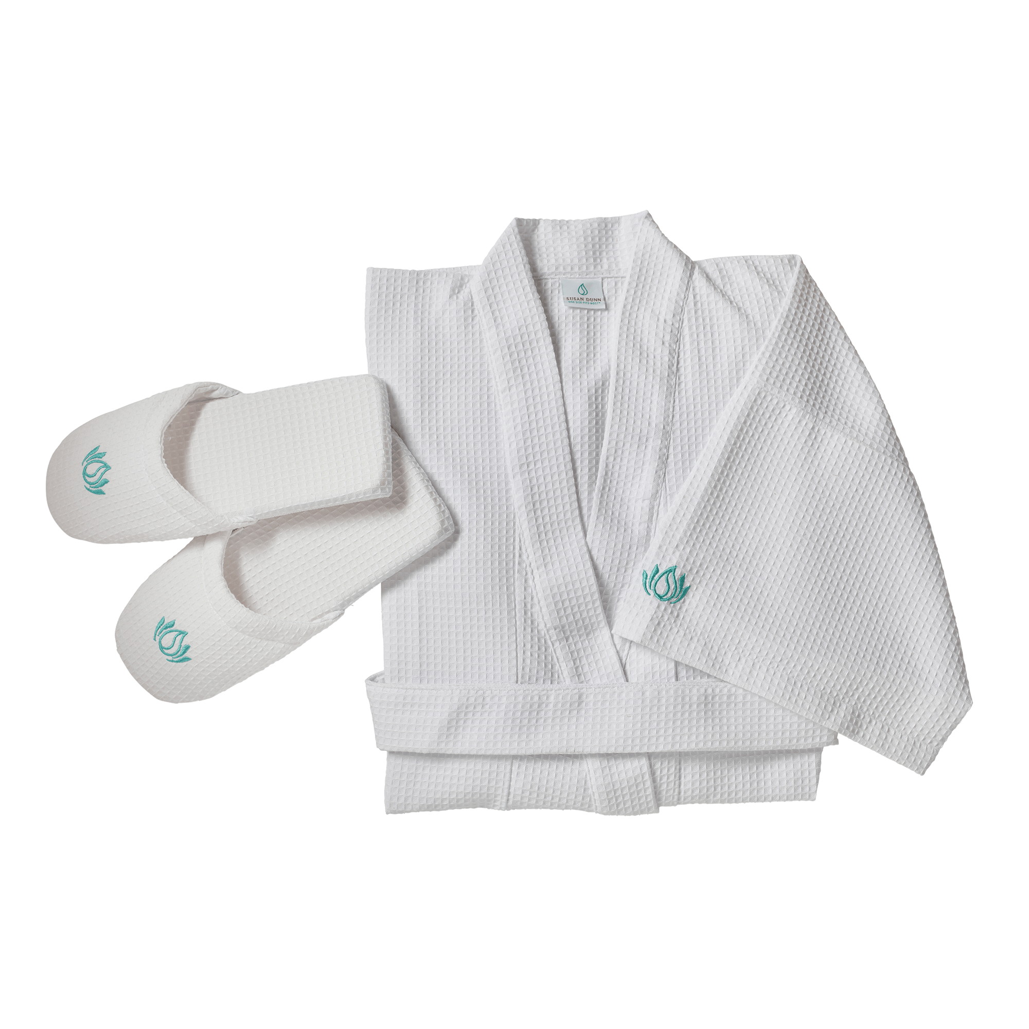 Signature 42" Waffle Japanese Kimono & His Waffle SPA Slipper Set