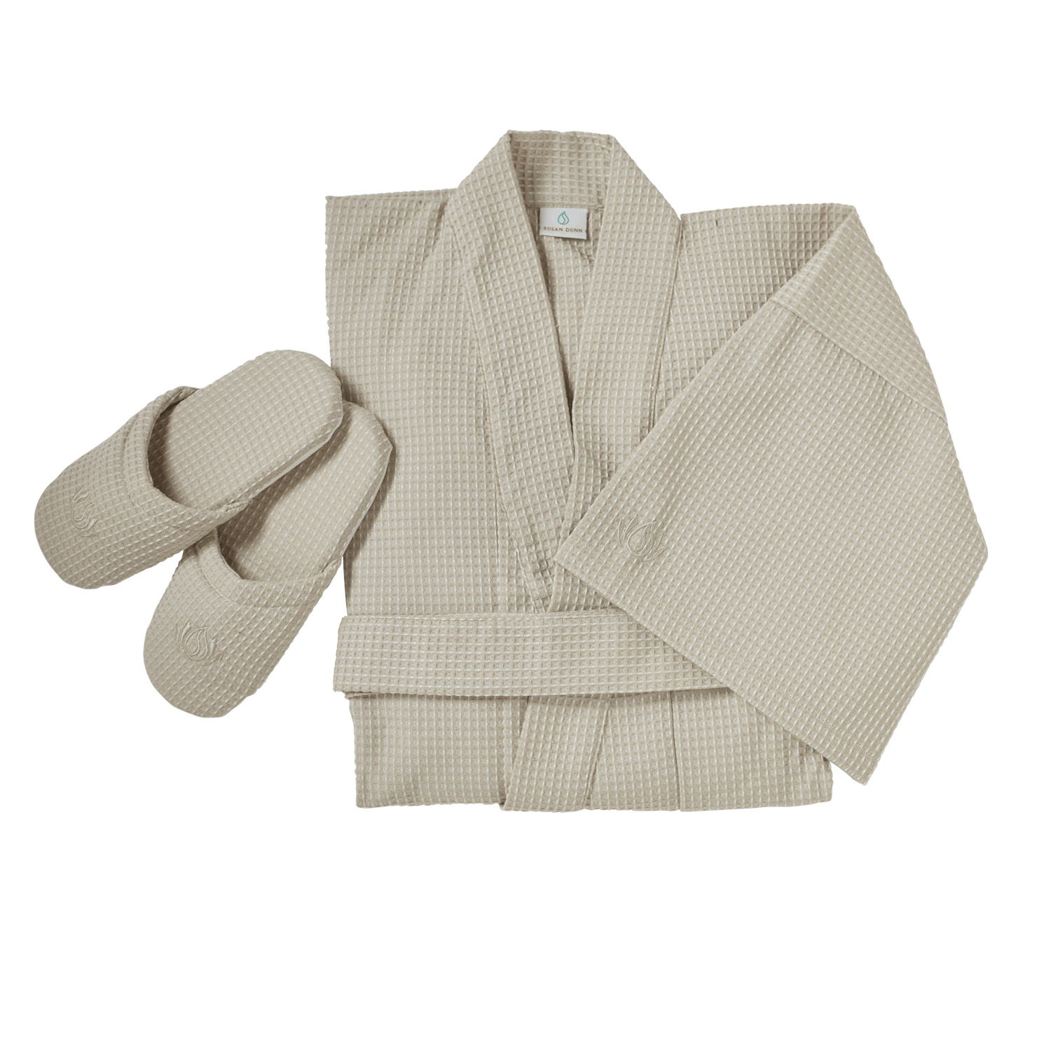 Signature 42" Waffle Japanese Kimono & Her Spa Slipper Set