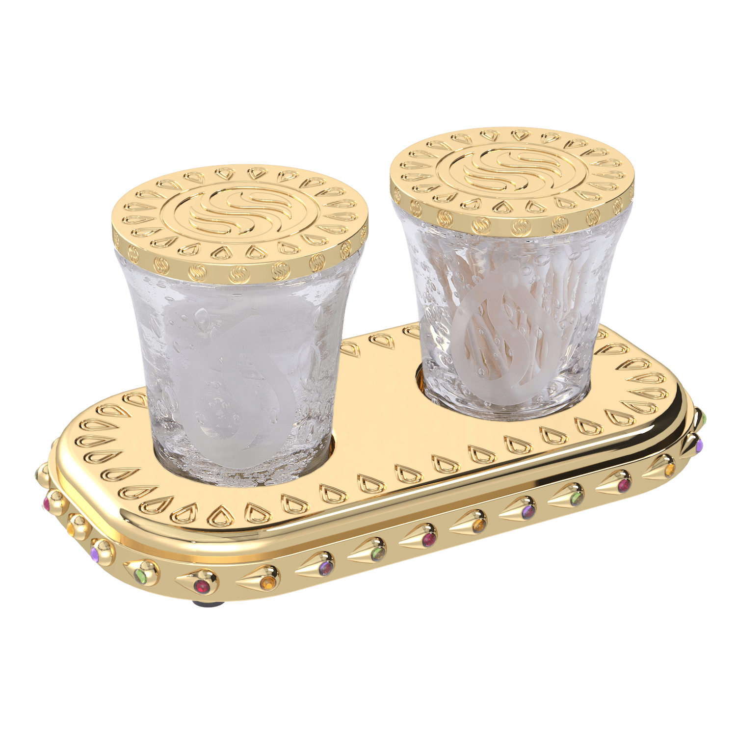 Bejeweled Royal Signature Tray and Lid Set with Serenity Tumbler Duo